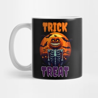 Trick Or Treat pumpkin head skeleton halloween Mug